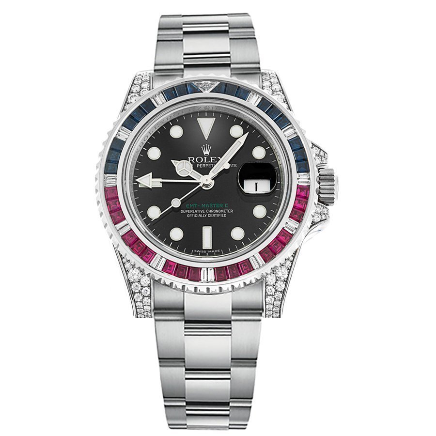 Replica Rolex GMT-Master II Weißgold Steinbesatz mit Saphirbesatz Rubinbesatz 116759 SARU Replica Rolex GMT-Master II Weißgold Steinbesatz mit Saphirbesatz Rubinbesatz 116759 SARU