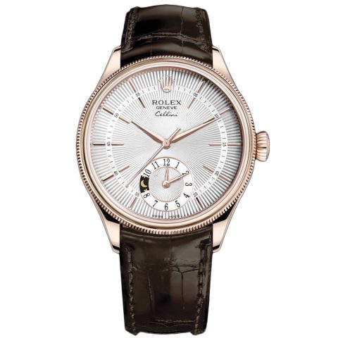 Replica Rolex Cellini Dual Time Everose-Gold 50525 Silberfarben Zifferblatt