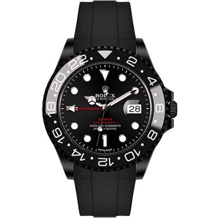Replica Rolex Schwarze PVD-Beschichtung GMT-Master II Rotes Kautschukarmband Blaken Ausführung Replica Rolex Schwarze PVD-Beschichtung GMT-Master II Rotes Kautschukarmband Blaken Ausführung