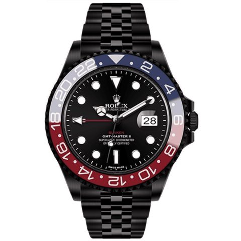 Replica Rolex Schwarze PVD-Beschichtung GMT-Master II Pepsi Blaken Ausführung