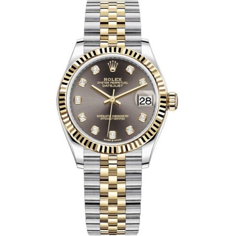 Replica Rolex Datejust 31 Gelbgold-Rolesor Geriffelte Lünette, Jubilee-Armband 278273-0022