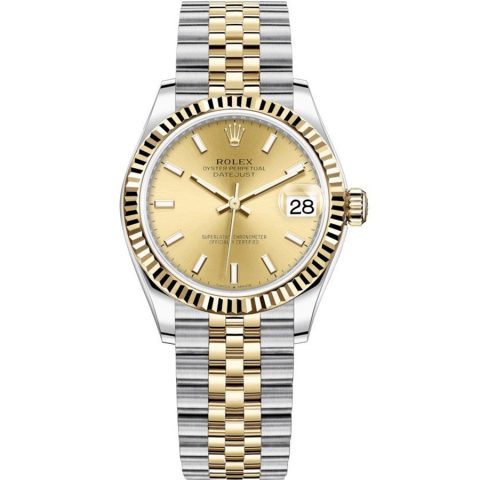 Replica Rolex Datejust 31 Gelbgold-Rolesor Geriffelte Lünette, Jubilee-Armband 278273-0014