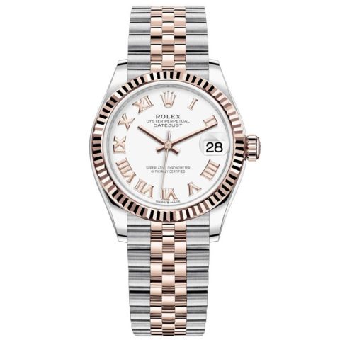 Replica Rolex Datejust 31 Everose-Rolesor Geriffelte Lünette, Jubilee-Armband 278271-0002