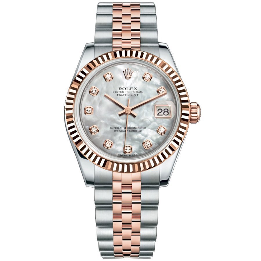 Replica Rolex Datejust 31 Everose-Rolesor Geriffelte Lünette Jubilee 178271 Perlmutt Steinbesatz Zifferblatt Replica Rolex Datejust 31 Everose-Rolesor Geriffelte Lünette Jubilee 178271 Perlmutt Steinbesatz Zifferblatt