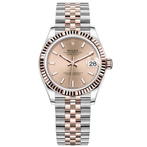 Replica Rolex Datejust 31 Everose-Rolesor Geriffelte Lünette, Jubilee-Armband 278271-0010