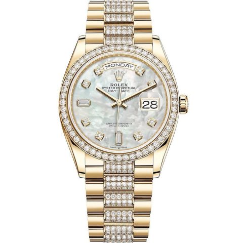 Replica Rolex Day-Date 36 Gelbgold Lünette mit Steinbesatz President-Armband 128348RBR-0019 Replica Rolex Day-Date 36 Gelbgold Lünette mit Steinbesatz President-Armband 128348RBR-0019