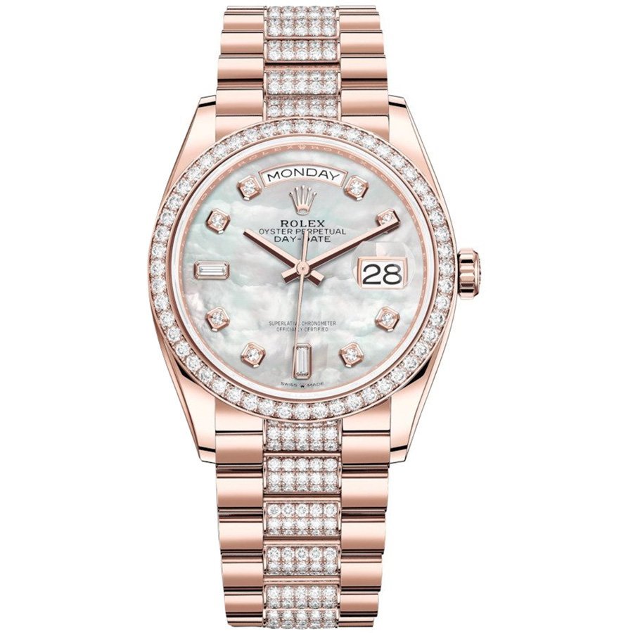 Replica Rolex Day-Date 36 Everose-Gold Lünette mit Steinbesatz President-Armband 128345rbr-0030 Replica Rolex Day-Date 36 Everose-Gold Lünette mit Steinbesatz President-Armband 128345rbr-0030
