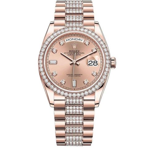 Replica Rolex Day-Date 36 Everose-Gold Lünette mit Steinbesatz President-Armband 128345rbr-0020 Replica Rolex Day-Date 36 Everose-Gold Lünette mit Steinbesatz President-Armband 128345rbr-0020