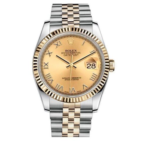 Replica Rolex Datejust 36 Champagnerfarben Römische Ziffern 116233
