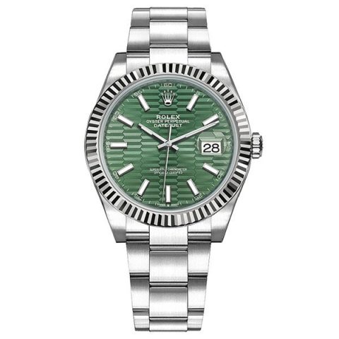 Replica Rolex Datejust 41 Mintgrün Geriffeltes Zifferblattmotiv 126334-0030