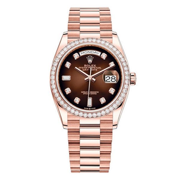 Replica Rolex Day-Date Damen Brauner Farbverlauf mit Steinbesatz 128345RBR Replica Rolex Day-Date Damen Brauner Farbverlauf mit Steinbesatz 128345RBR