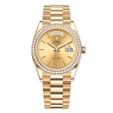 Replica Rolex Day-Date Damen Champagnerfarben 128348RBR
