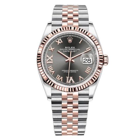 Replica Rolex Datejust 36 Dunkelrhodiumfarben mit Steinbesatz 126231