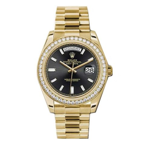 Replica Rolex Day-Date II Schwarz mit Steinbesatz 228348RBR