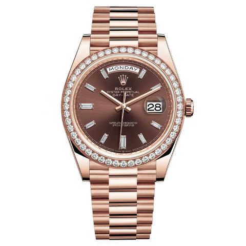 Replica Rolex Day-Date II Schokoladenbraun mit Steinbesatz 228345RBR