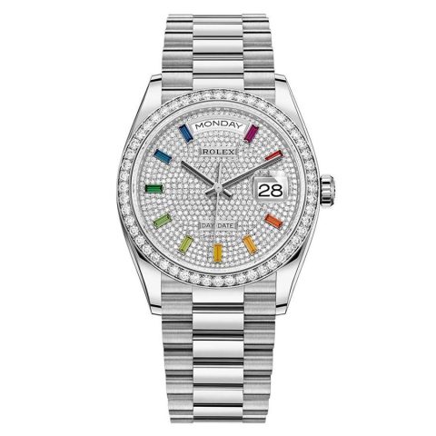 Replica Rolex Day-Date Damen Steinbesatz rainbow Saphirbesatz 128349RBR