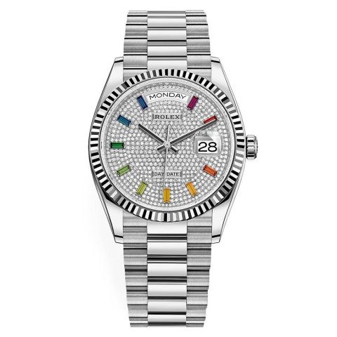 Replica Rolex Day-Date Damen Steinbesatz rainbow Saphirbesatz 128239
